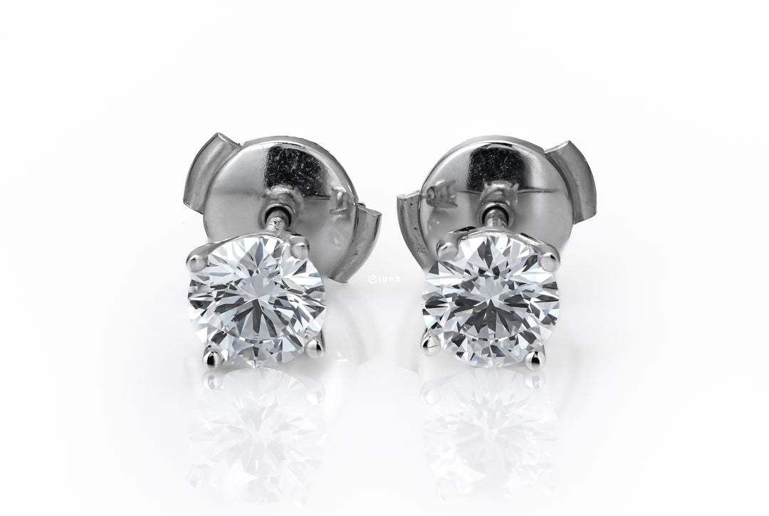 LAB DIAMOND 0.99CT ROUND BRILLIANT STUD WHITEGOLD EARRINGS