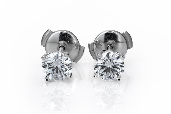 LAB DIAMOND 0.99CT ROUND BRILLIANT STUD WHITEGOLD EARRINGS