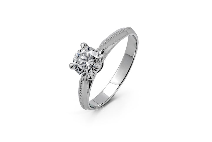 WHITEGOLD RING 0.8CT ROUND CUT LAB DIAMOND