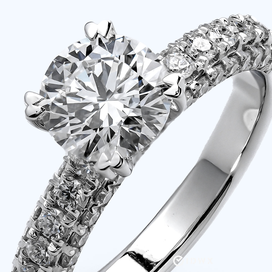 IRIS WHITEGOLD RING 1CT ROUND CUT PAVED SET LAB DIAMOND