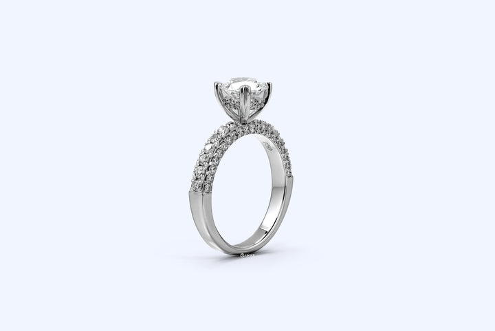 IRIS WHITEGOLD RING 1CT ROUND CUT PAVED SET LAB DIAMOND