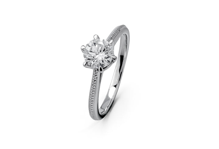 WHITEGOLD RING 0.8CT ROUND CUT LAB DIAMOND