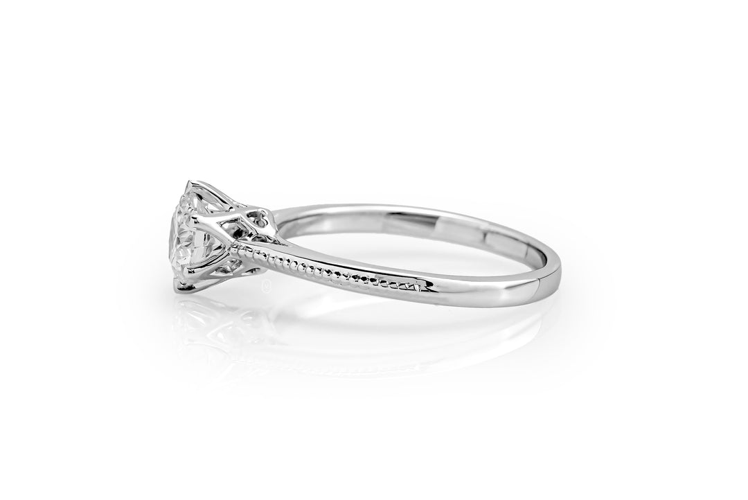 WHITEGOLD RING 0.8CT ROUND CUT LAB DIAMOND