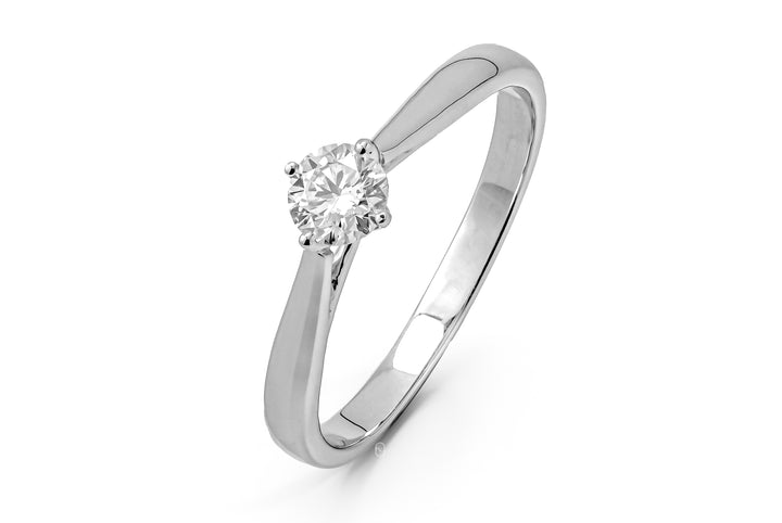 WHITEGOLD SOLITAIRE RING 0.2CT ROUND CUT LAB DIAMOND