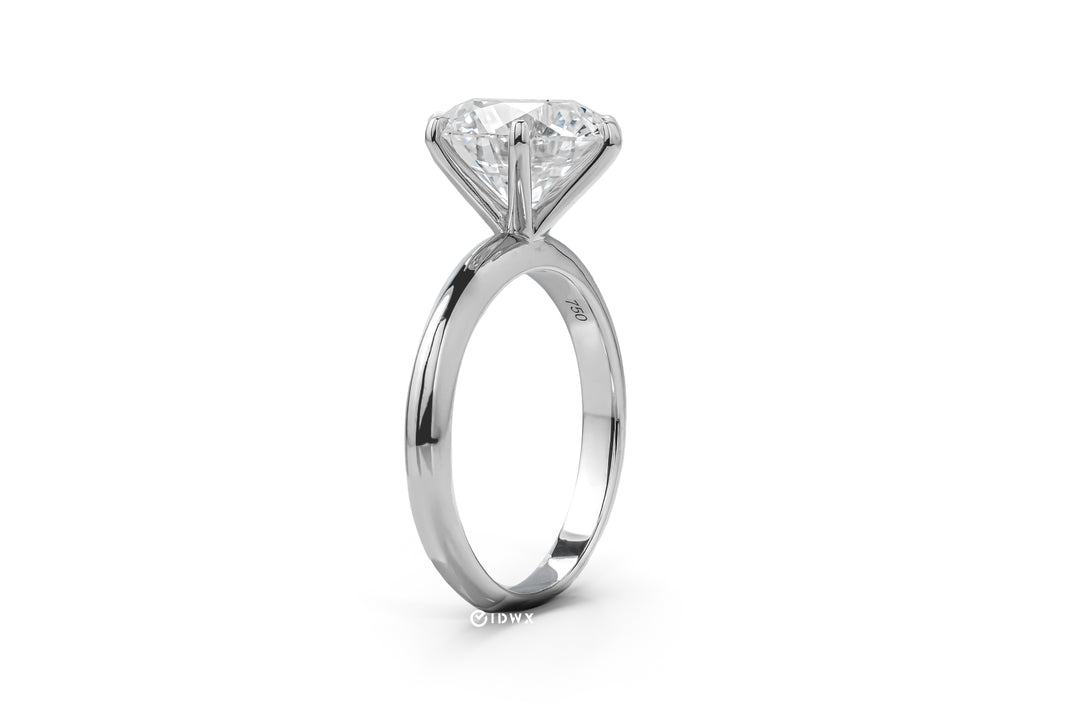 TIFFANY-STYLE WHITEGOLD RING 4CT ROUND CUT LAB DIAMOND