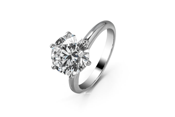 TIFFANY-STYLE WHITEGOLD RING 4CT ROUND CUT LAB DIAMOND