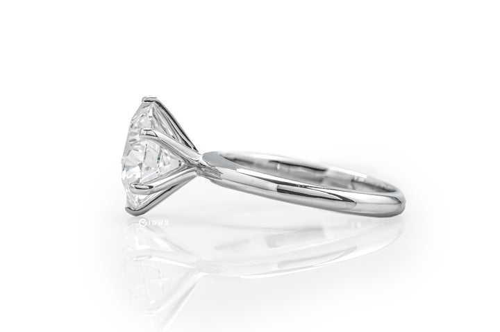 TIFFANY-STYLE WHITEGOLD RING 4CT ROUND CUT LAB DIAMOND