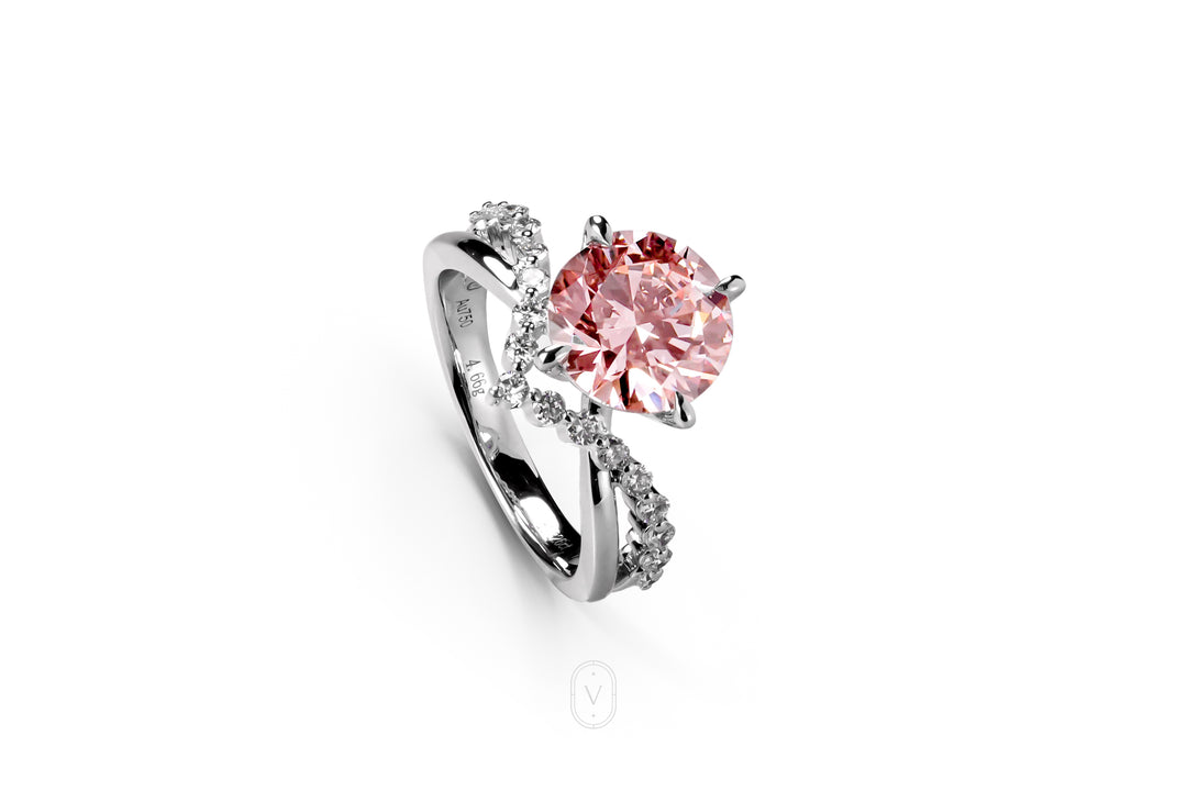 Split Shank Ring Round Pink