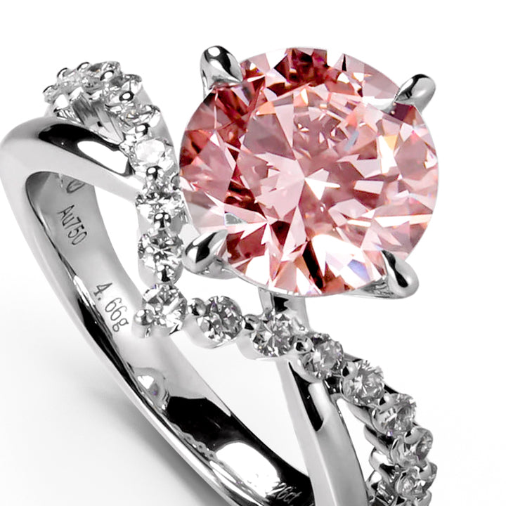 Split Shank Ring Round Pink