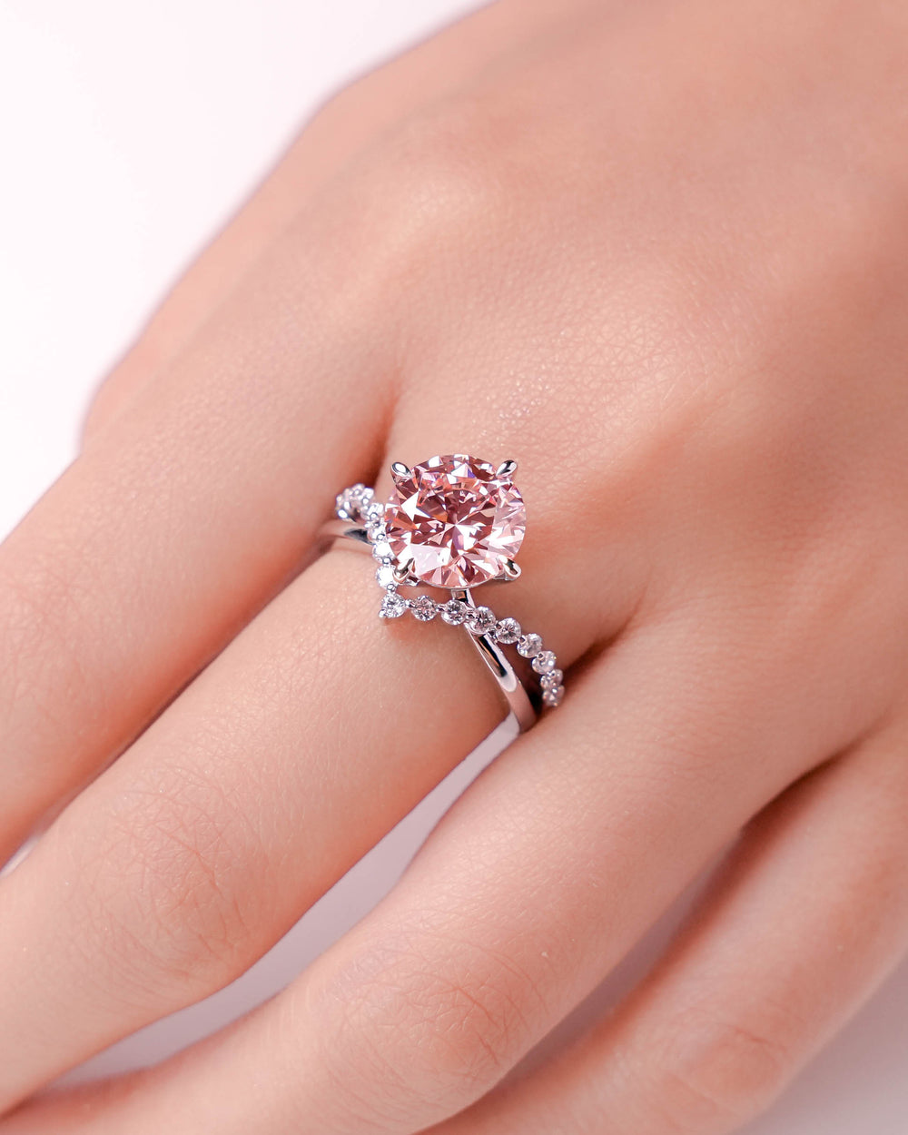 Split Shank Ring Round Pink