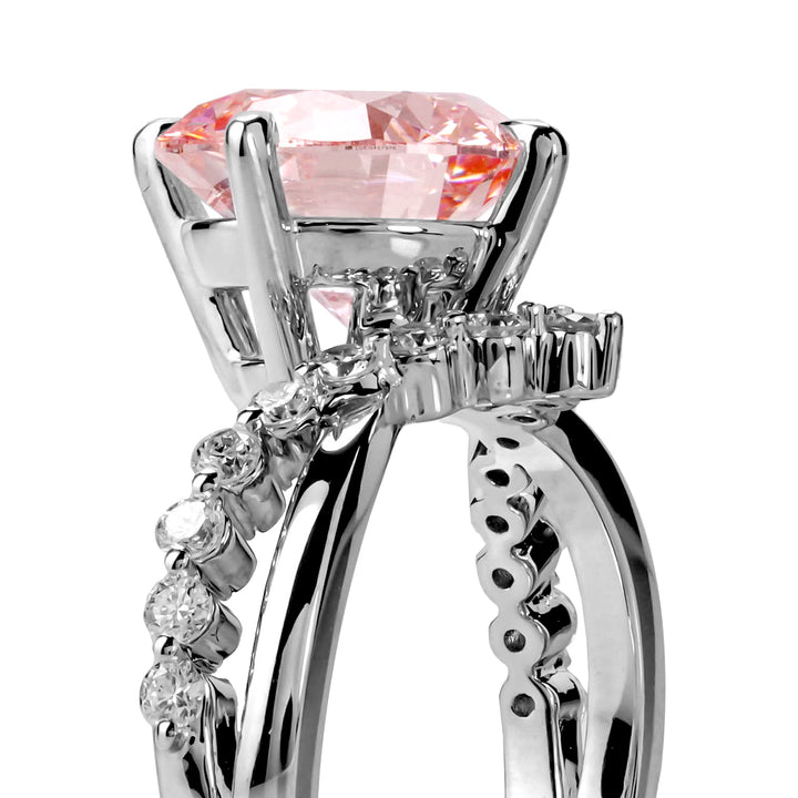 Split Shank Ring Round Pink