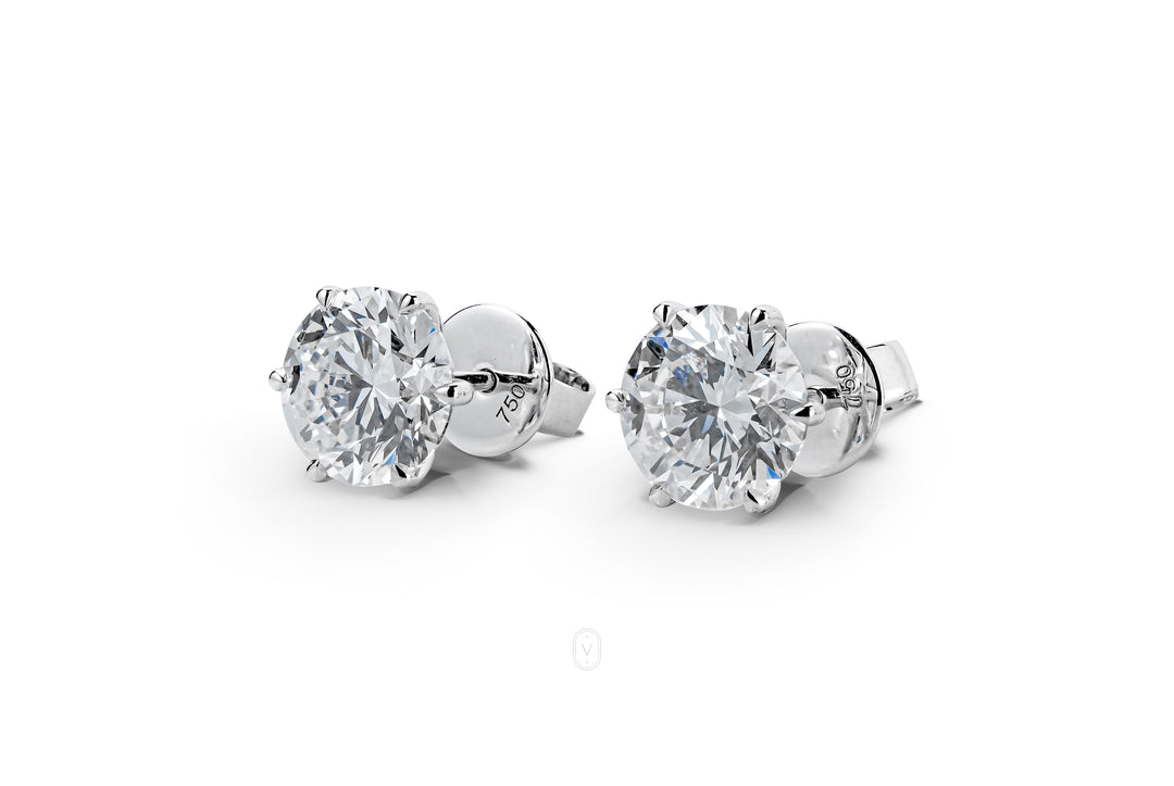 SIERRA STUD EARRINGS 2CT EACH ROUND CUT LAB DIAMOND – VUE