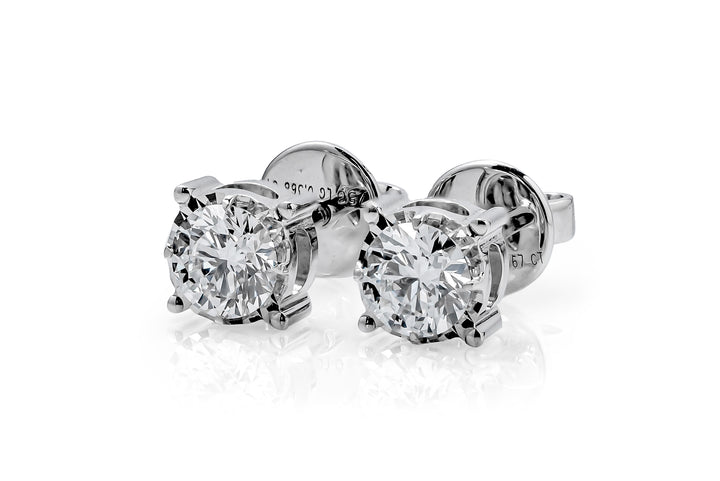 STUD WHITEGOLD EARRINGS TOTAL 0.7CT ROUND CUT LAB DIAMOND