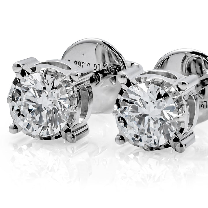 STUD WHITEGOLD EARRINGS TOTAL 0.7CT ROUND CUT LAB DIAMOND