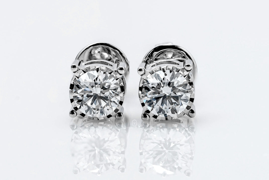 STUD WHITEGOLD EARRINGS TOTAL 0.7CT ROUND CUT LAB DIAMOND