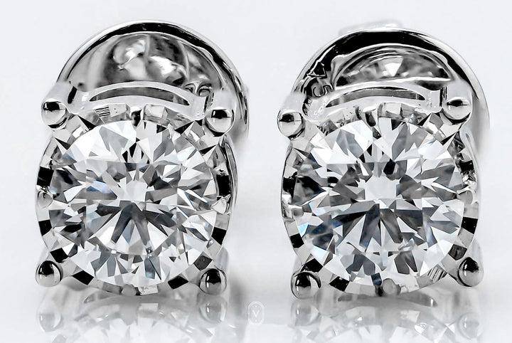 STUD WHITEGOLD EARRINGS TOTAL 0.7CT ROUND CUT LAB DIAMOND