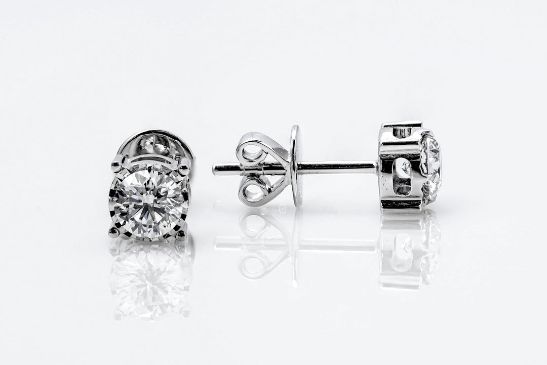 STUD WHITEGOLD EARRINGS TOTAL 0.7CT ROUND CUT LAB DIAMOND