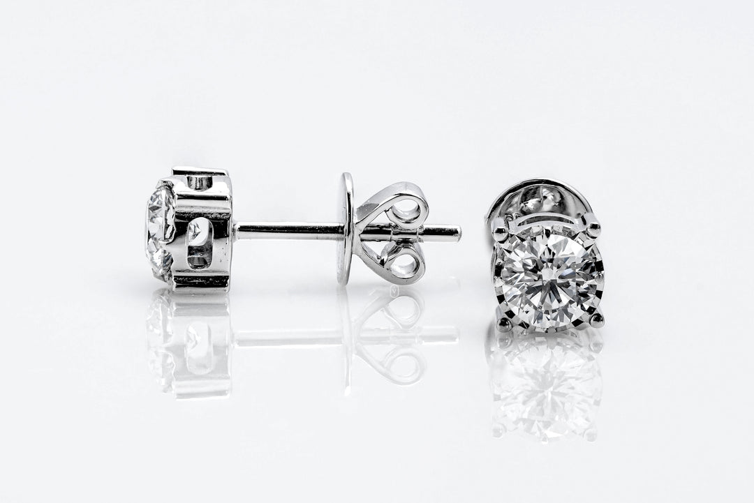 STUD WHITEGOLD EARRINGS TOTAL 0.7CT ROUND CUT LAB DIAMOND