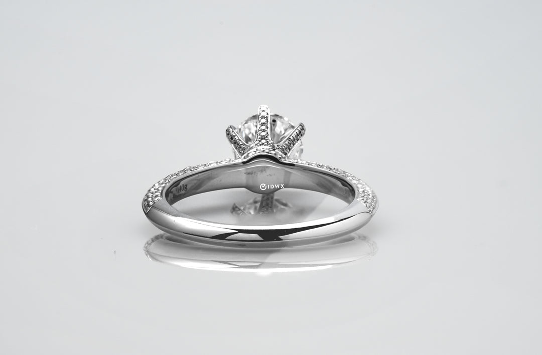 TIFFANY-STYLE PAVED SET WHITEGOLD RING 1CT ROUND CUT LAB DIAMOND