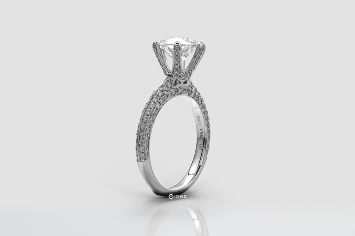 TIFFANY-STYLE PAVED SET WHITEGOLD RING 2CT ROUND CUT LAB DIAMOND