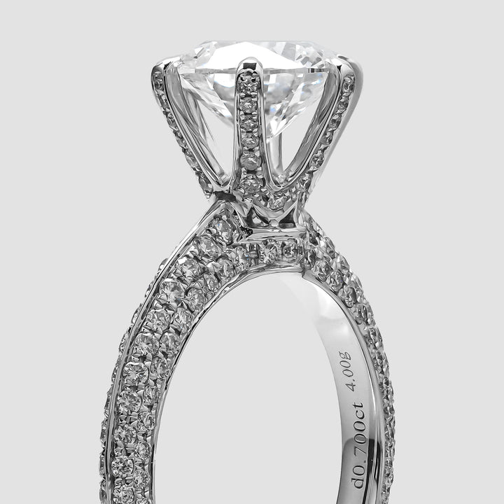 TIFFANY-STYLE PAVED SET WHITEGOLD RING 2CT ROUND CUT LAB DIAMOND