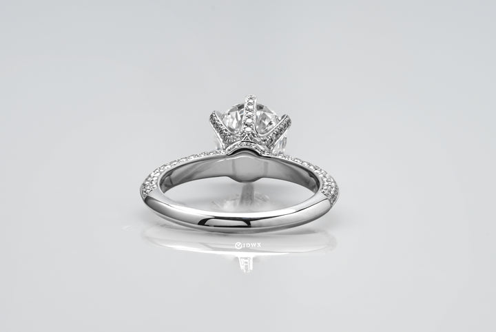 TIFFANY-STYLE PAVED SET WHITEGOLD RING 2CT ROUND CUT LAB DIAMOND