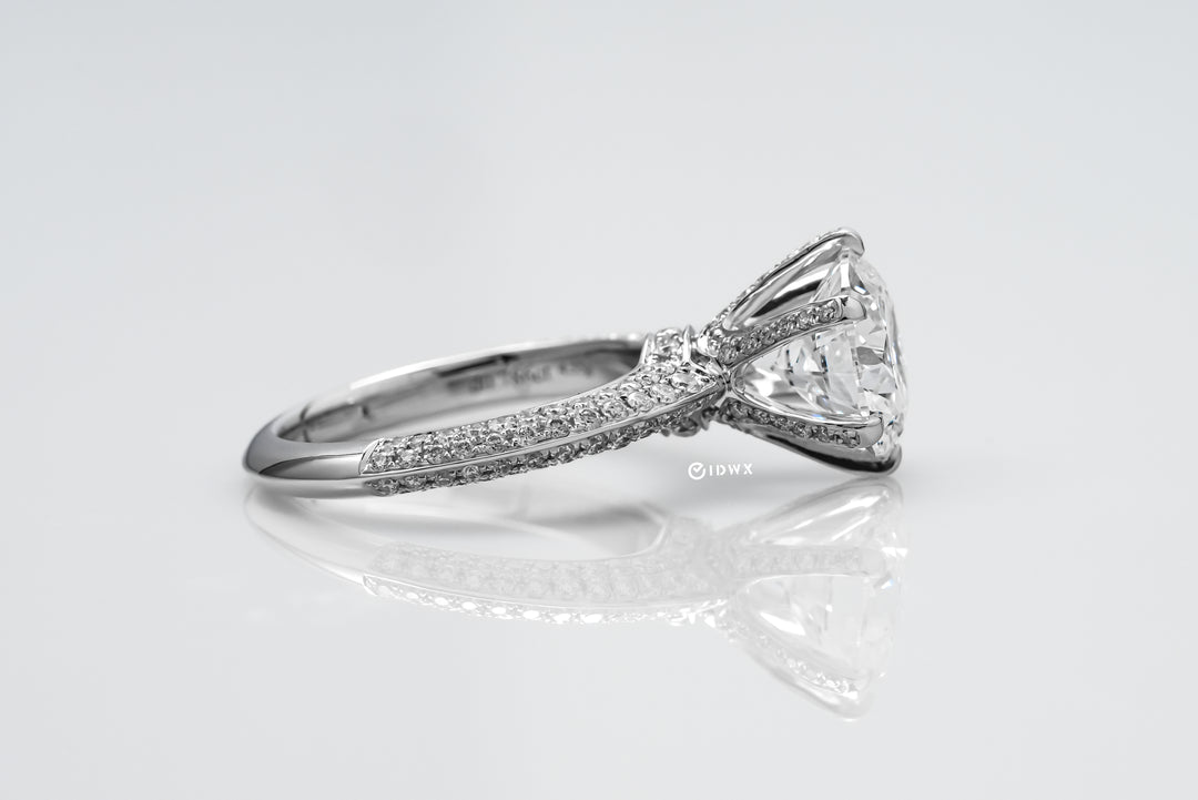 TIFFANY-STYLE PAVED SET WHITEGOLD RING 2CT ROUND CUT LAB DIAMOND