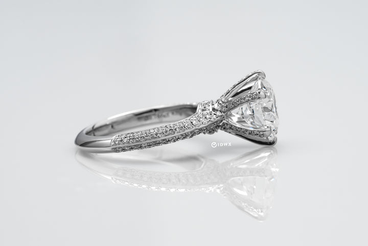 TIFFANY-STYLE PAVED SET WHITEGOLD RING 2CT ROUND CUT LAB DIAMOND