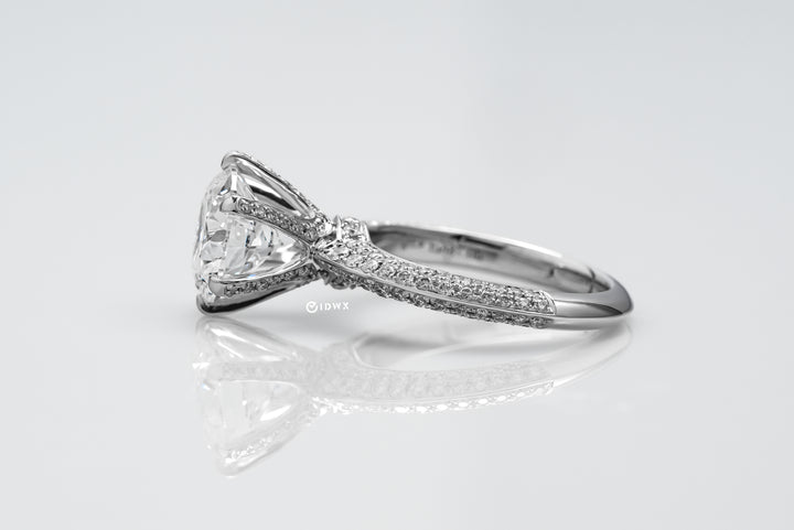 TIFFANY-STYLE PAVED SET WHITEGOLD RING 2CT ROUND CUT LAB DIAMOND