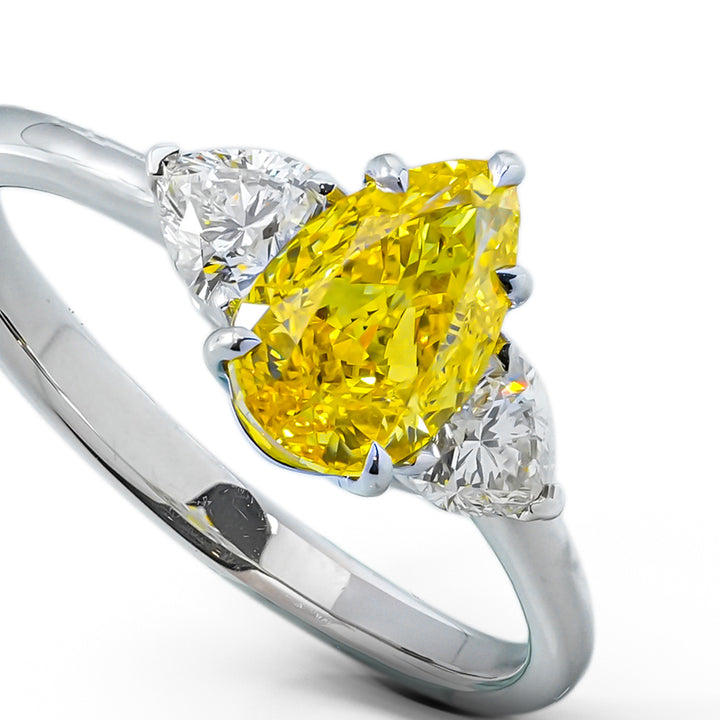 Yellow Pear Three Stones Ring