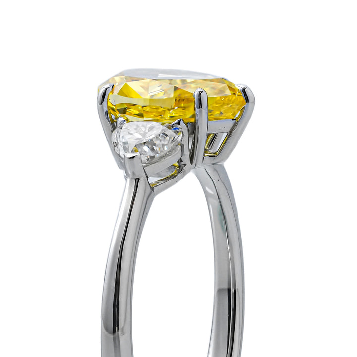 Yellow Pear Three Stones Ring