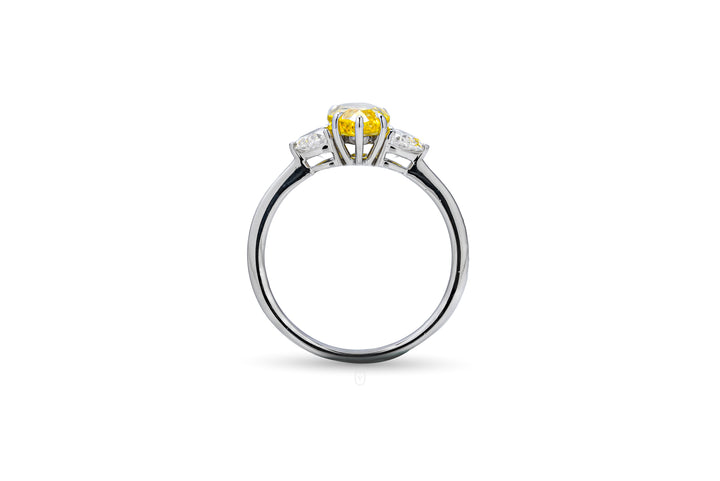 Yellow Pear Three Stones Ring