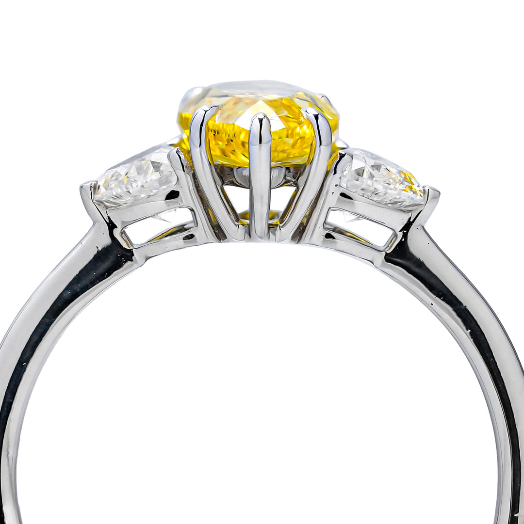 Yellow Pear Three Stones Ring