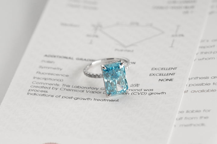 IRIS WHITEGOLD RING 6CT RADIANT CUT LAB DIAMOND