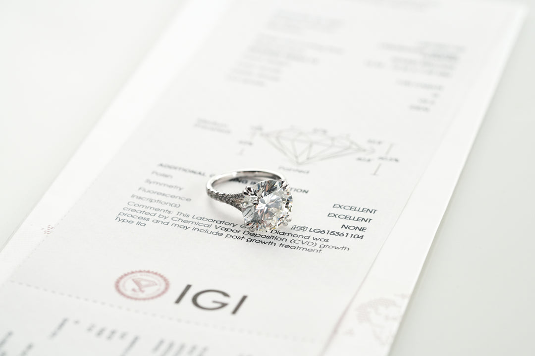 CYRENE WHITEGOLD SPLIT SHANK RING 7CT ROUND CUT LAB DIAMOND