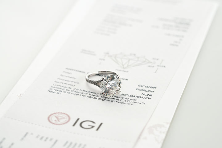 CYRENE WHITEGOLD SPLIT SHANK RING 7CT ROUND CUT LAB DIAMOND