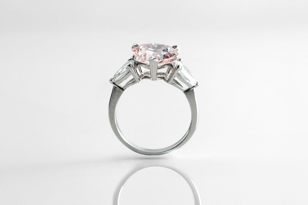 EMILY WHITEGOLD THREE STONE RING 3CT HEART CUT LAB DIAMOND