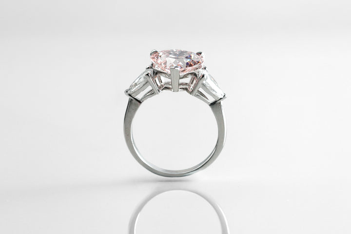 EMILY WHITEGOLD THREE STONE RING 3CT HEART CUT LAB DIAMOND