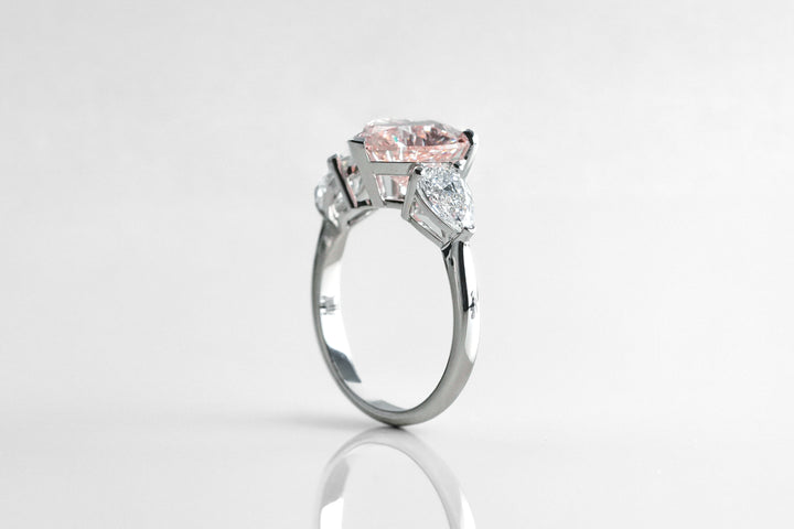 EMILY WHITEGOLD THREE STONE RING 3CT HEART CUT LAB DIAMOND